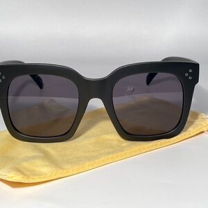 0630 Matt Black Oversized Square Sunglasses UV400 New